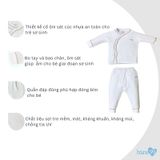 Bộ dài tay cài chéo Bons99 chất liệu pettit mềm mịn thoáng mát cho bé từ 0-6 tháng BONPT036