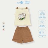 Bộ ba lỗ cộc tay sợi tre Bons99 chất liệu sợi tre thoáng mát thoải mái cho bé từ 9 tháng tới 6 tuổi BONBB060