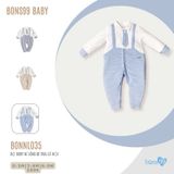 Bodysuit chất liệu nỉ mềm Bons99 mềm mịn thoải mái mặc đi chơi cho bé trai từ 0-9 tháng BONNL035