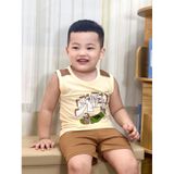 Bộ ba lỗ cộc tay sợi tre Bons99 chất liệu sợi tre thoáng mát thoải mái cho bé từ 9 tháng tới 6 tuổi BONBB060