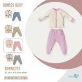 Bộ dài tay cài giữa Bons99 chất liệu nỉ mềm mịn nhiều màu sắc cho bé từ 0-6 tháng BONNC023