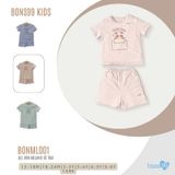 Bộ cài vai cộc tay Bons99 chất liệu Melanie mềm mát thoải mái cho bé trai từ 12 tháng BONML01