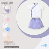 Bộ cộc tay Bons99 cài chéo chất liệu sợi tre thoáng mát thoải mái cho bé từ 0-6 tháng BONBB059