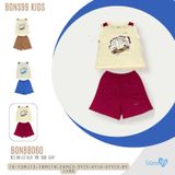 Bộ ba lỗ cộc tay sợi tre Bons99 chất liệu sợi tre thoáng mát thoải mái cho bé từ 9 tháng tới 6 tuổi BONBB060