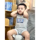 Bộ ba lỗ gấu Bons99 chất liệu Modal xốp mềm mát thoải mái cho bé từ 6 tháng BONMD062