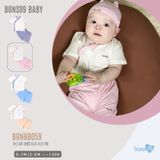 Bộ cộc tay Bons99 cài chéo chất liệu sợi tre thoáng mát thoải mái cho bé từ 0-6 tháng BONBB059