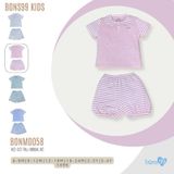 Bộ cộc tay Bons99 chất liệu Modal kẻ mềm mát thoải mái cho bé từ 6 tháng tới 4 tuổi BONMD058