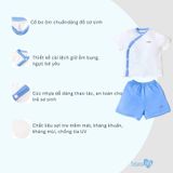 Bộ cộc tay Bons99 cài chéo chất liệu sợi tre thoáng mát thoải mái cho bé từ 0-6 tháng BONBB059