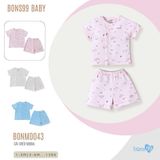 Bộ cộc tay cài chéo Bons99 chất liệu modal (gỗ sồi) mềm mát thoải mái cho bé từ 1-6 tháng BONMD043