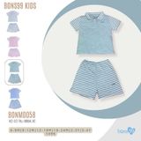 Bộ cộc tay Bons99 chất liệu Modal kẻ mềm mát thoải mái cho bé từ 6 tháng tới 4 tuổi BONMD058