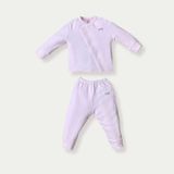 Bộ nỉ bông cài chéo Bons99 mềm mịn giữ ấm cho bé từ 0-6 tháng BONNL033
