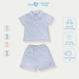 Bộ cộc tay Bons99 chất liệu Modal kẻ mềm mát thoải mái cho bé từ 6 tháng tới 4 tuổi BONMD058