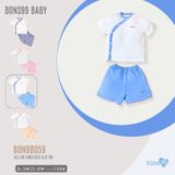 Bộ cộc tay Bons99 cài chéo chất liệu sợi tre thoáng mát thoải mái cho bé từ 0-6 tháng BONBB059