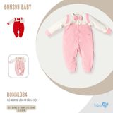 Bộ nỉ dài tay Bons99 có nơ dễ thương thoải mái mặc đi chơi cho bé gái từ 0-9 tháng BONNL034