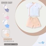 Bộ cộc tay Bons99 cài chéo chất liệu sợi tre thoáng mát thoải mái cho bé từ 0-6 tháng BONBB059