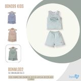 Bộ ba lỗ cộc tay Bons99 chất liệu Melanie mềm mát thoải mái cho bé trai từ 12 tháng BONML02