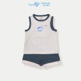 Bộ quần áo ba lỗ Bons99 dễ thương chất liệu bột gỗ thoải mái BONBG001