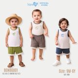 Bộ quần áo ba lỗ Bons99 dễ thương chất liệu bột gỗ thoải mái BONBG001