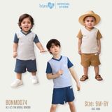 Bộ quần áo cộc tay cổ tim Bons99 chất liệu modal gỗ sồi) thoáng mát thấm hút mồ hôi cho bé BONMD074