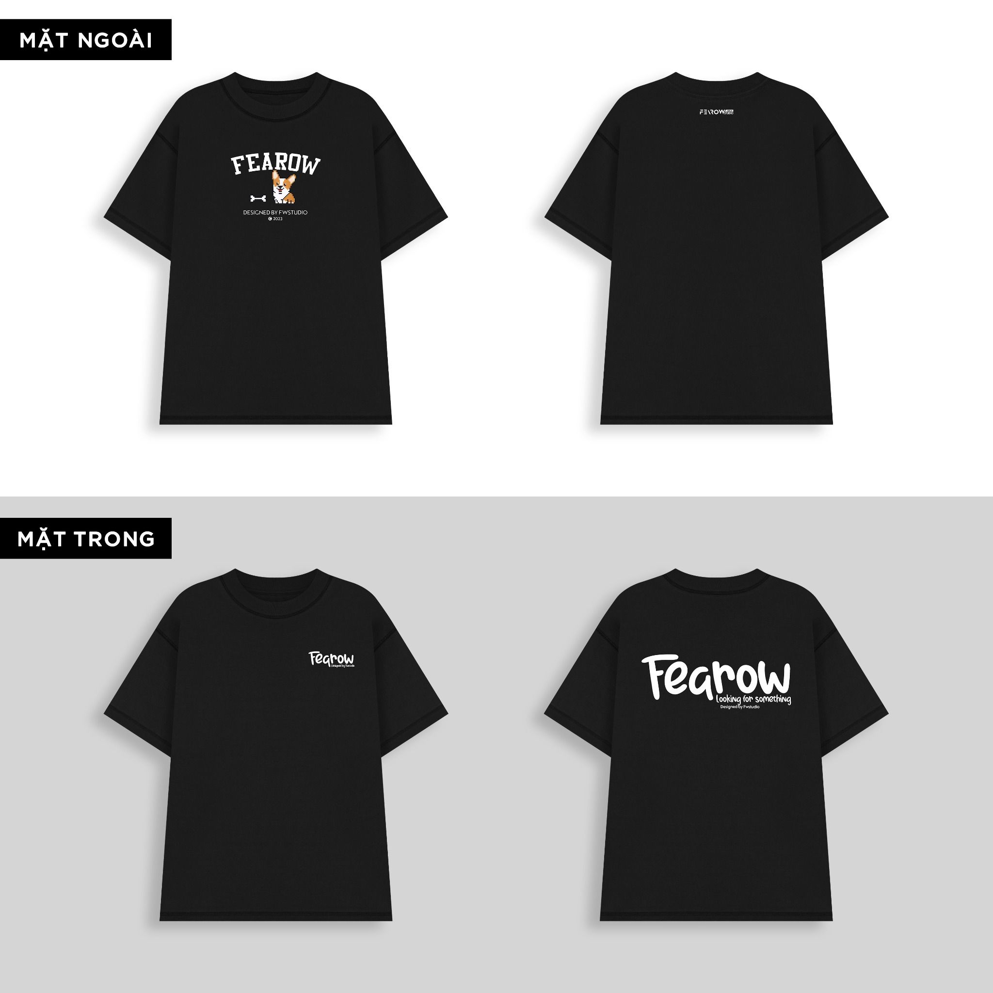 Fearow Double Tee Collection - Pixel Corgi / Black