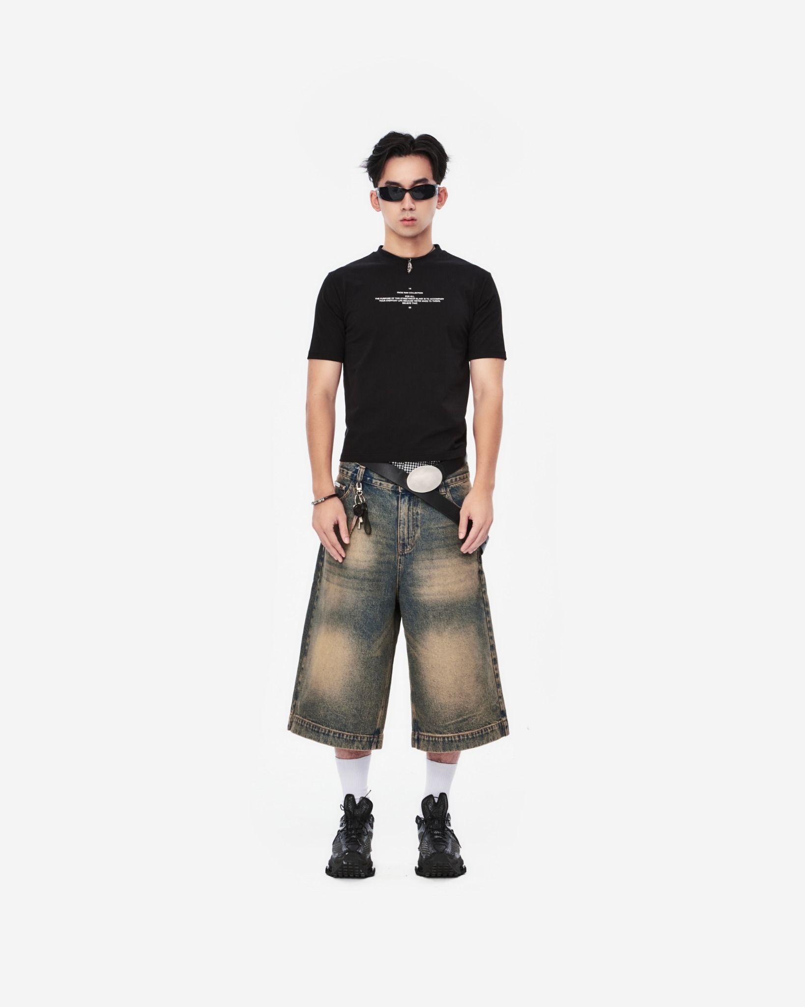 BSJ1 - 'VIDA ESTATICA' BAGGY JORTS - SAND BLUE