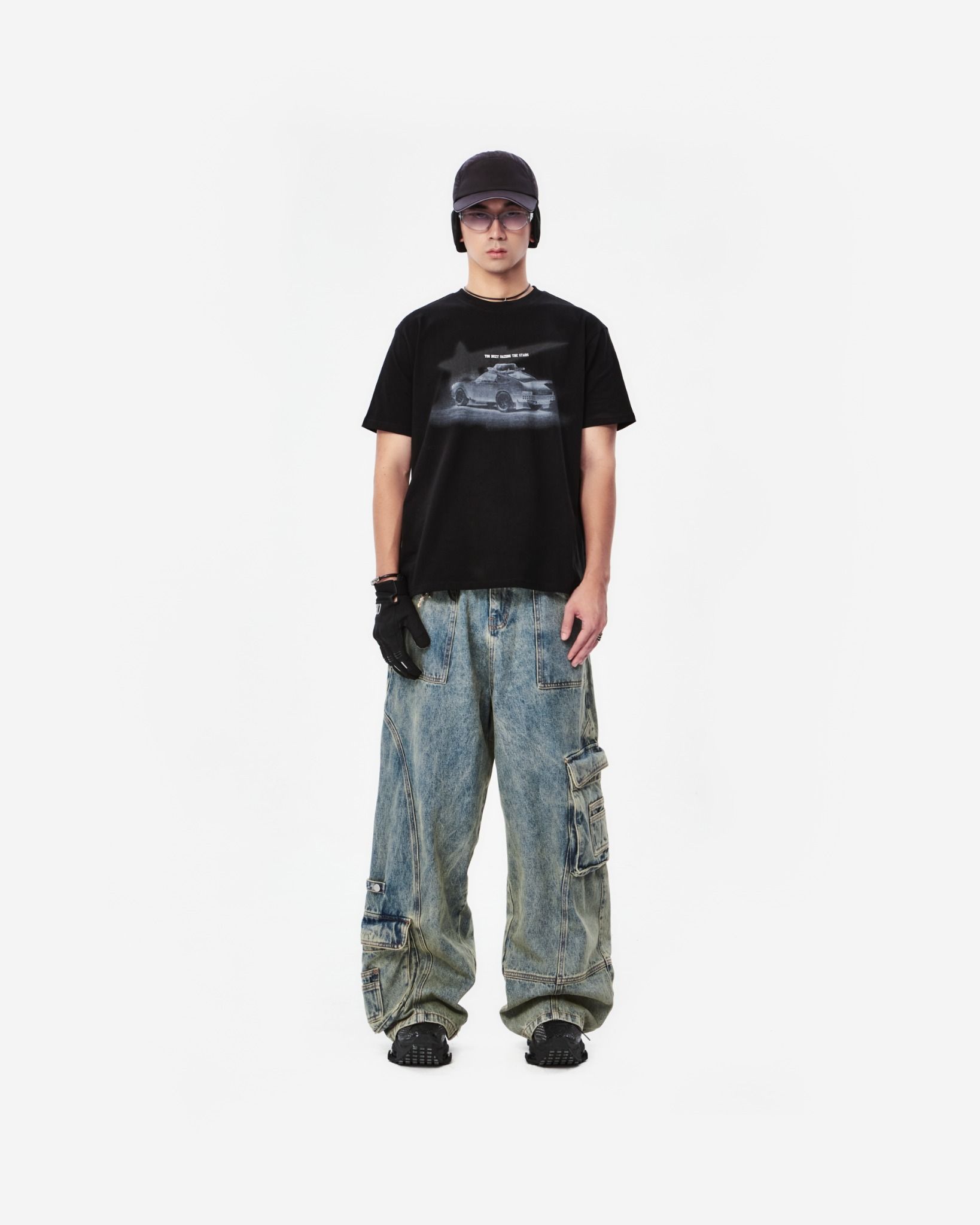 ERG10 - 'VIDA ESTATICA' CARGO JEANS - DINOSAUR BLUE