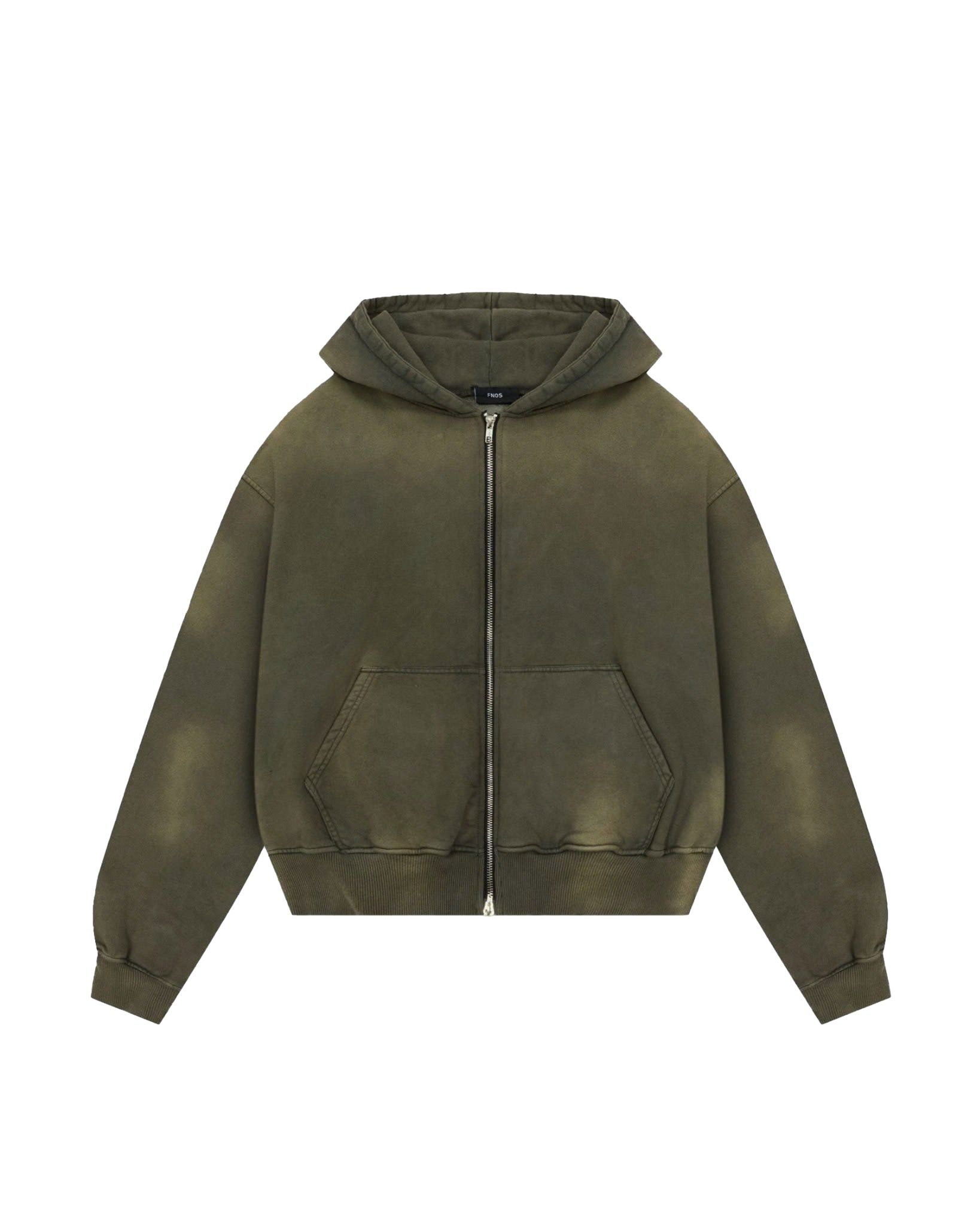 HD9 - 'INTROVERSE' DOUBLE ZIP HOODIE - OLIVE WASH