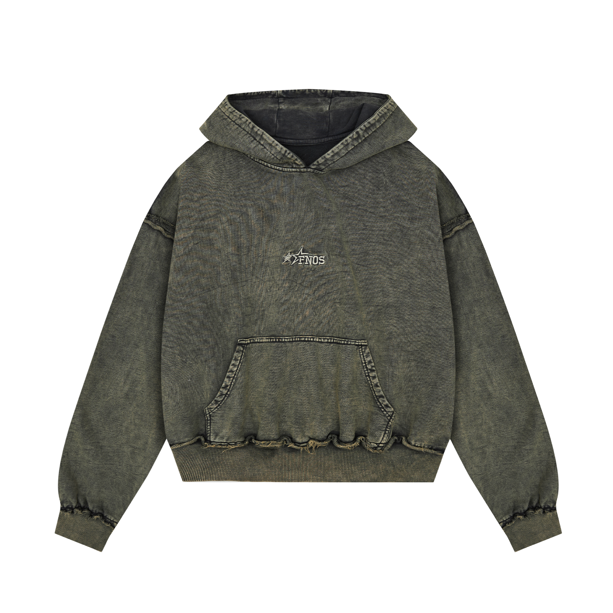 HDW2 - FNOS RÉVOLTE WASHED HOODIE - OLIVE WASH