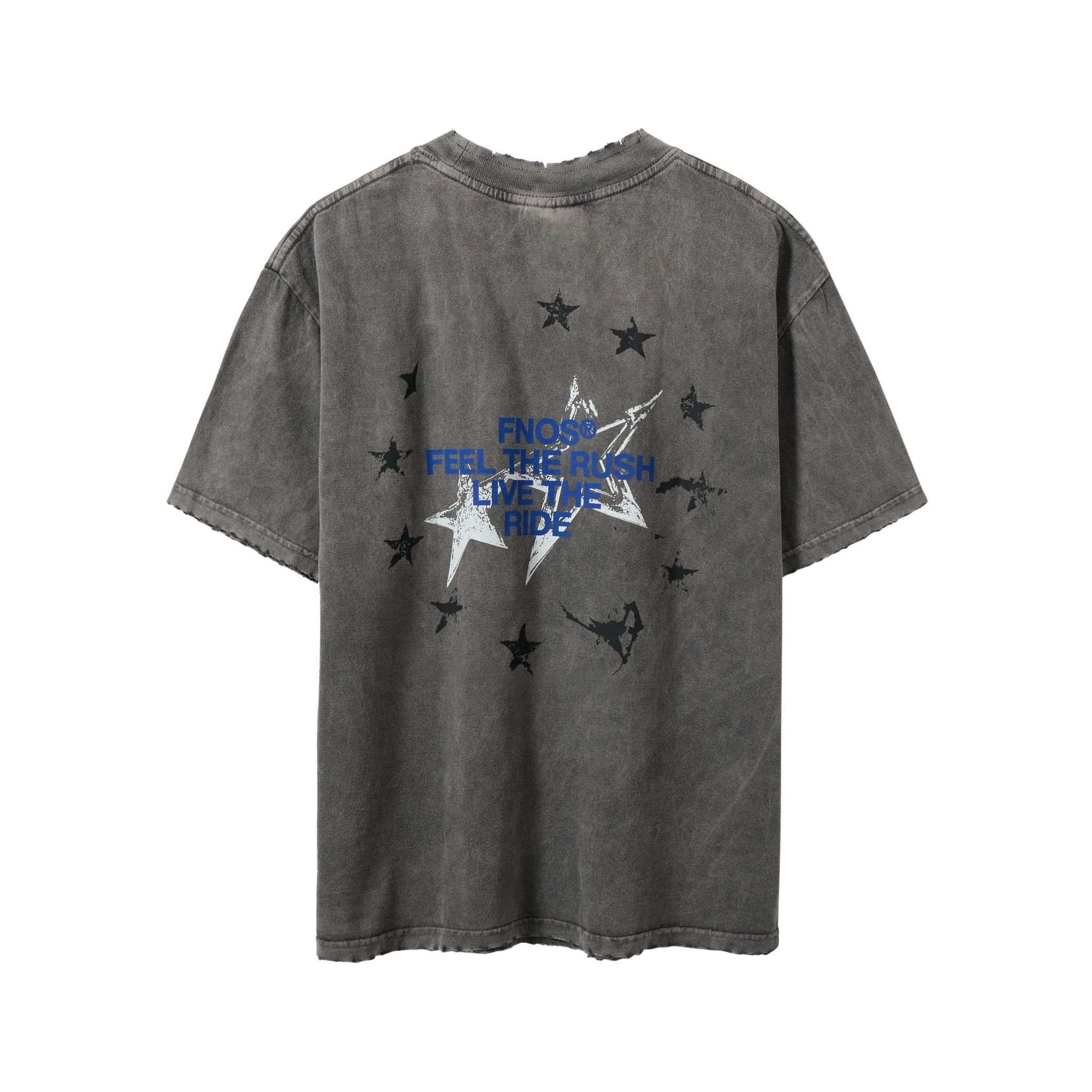 TWG34 - WASHED T-SHIRT WITH VERTICAL FLAG - DARK GREY