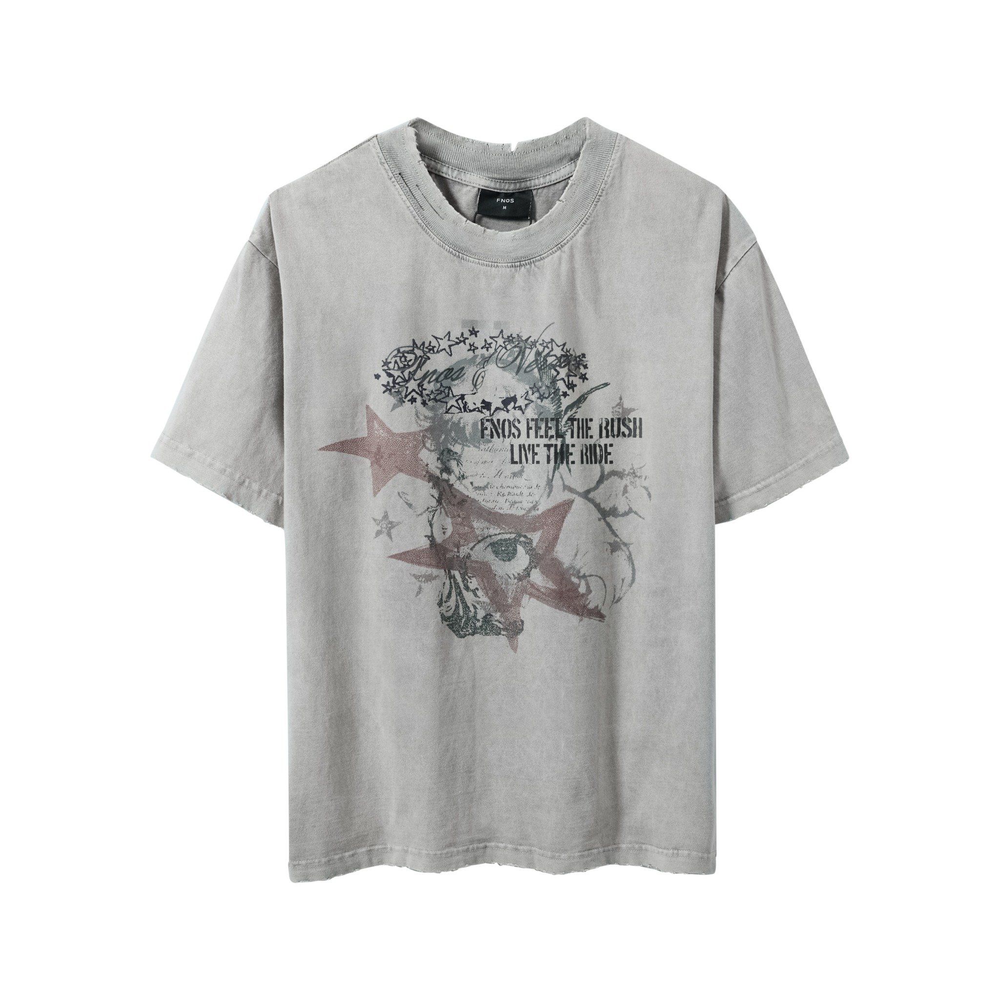 TWG35 - WASH PRINTED T-SHIRT - LIGHT GRAY