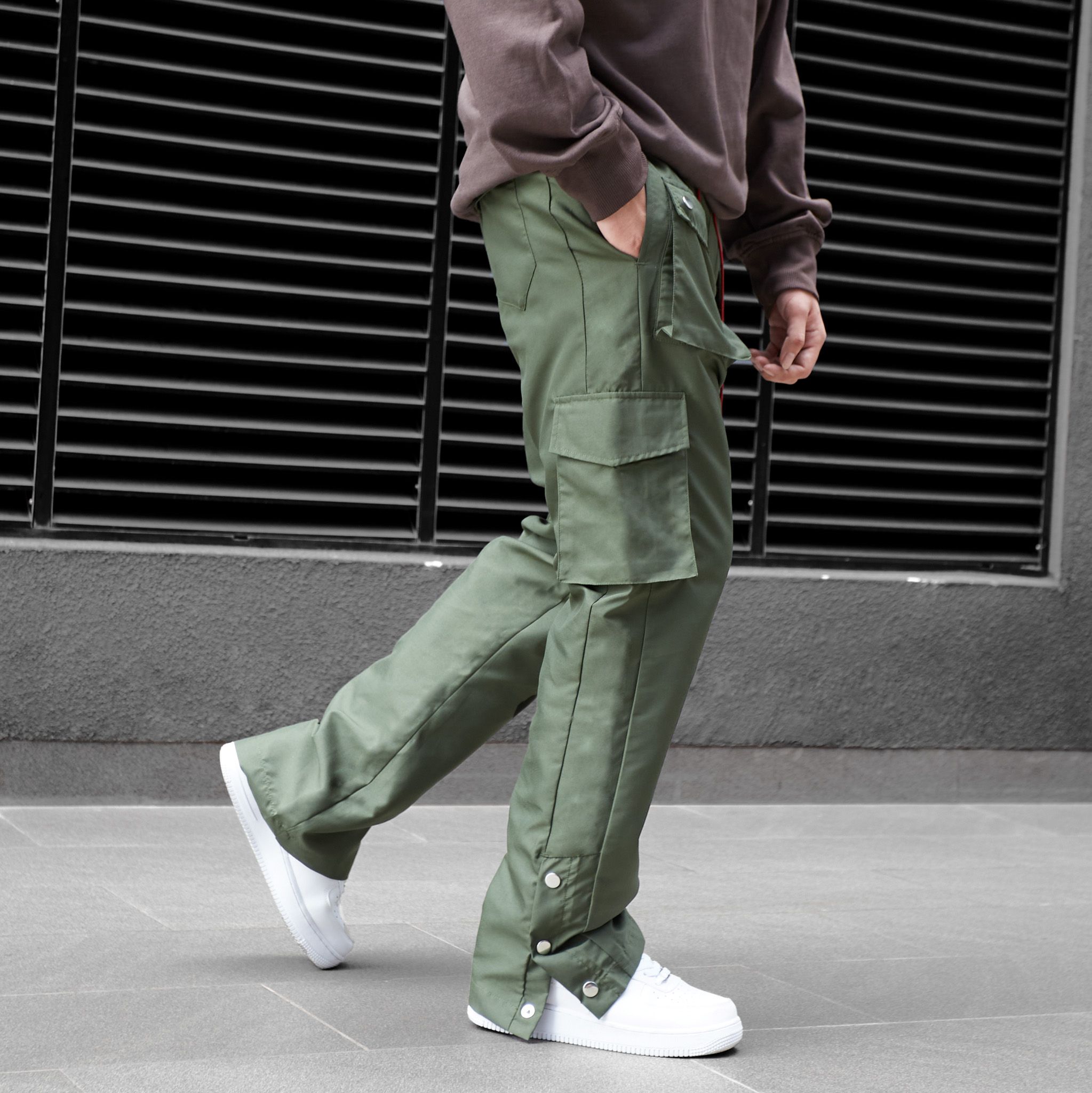 JGD6 - FNOS SNAP CARGO PANTS - OLIVE GREEN