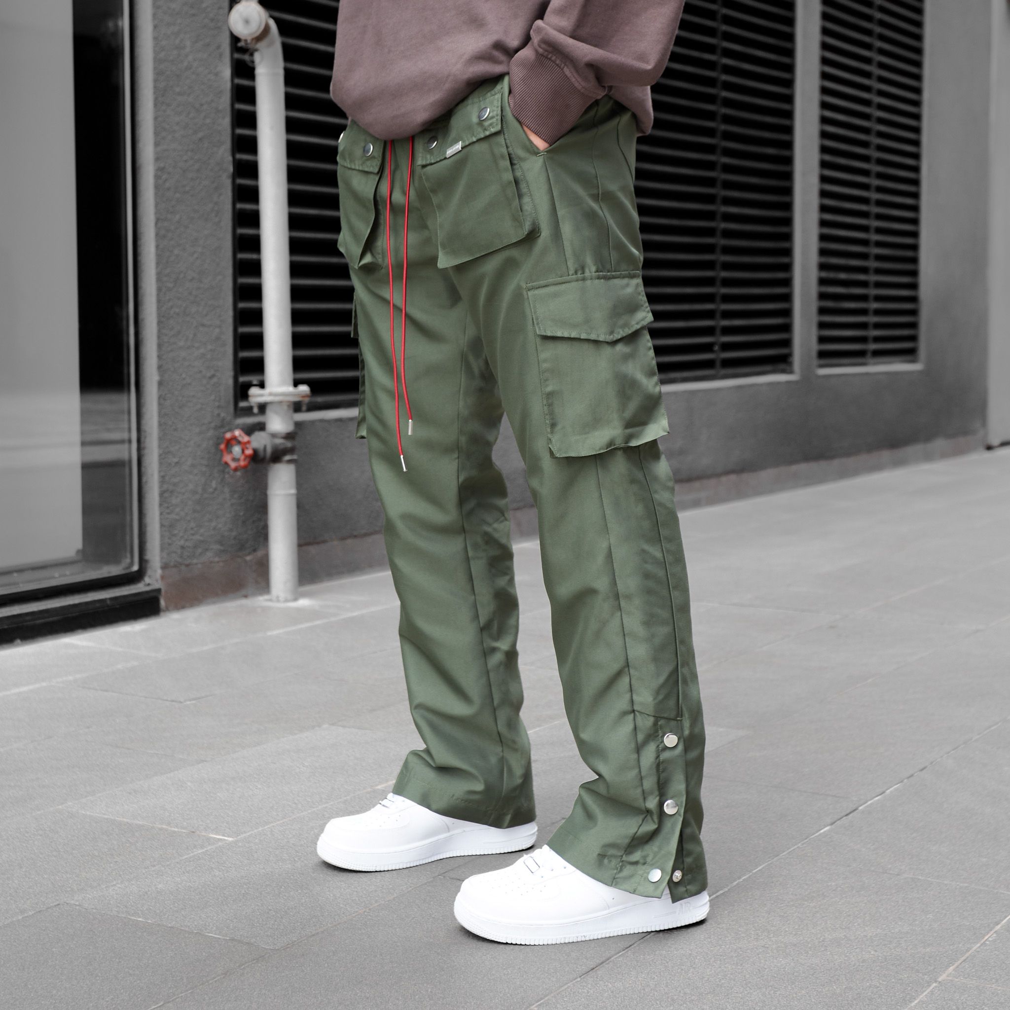 JGD6 - FNOS SNAP CARGO PANTS - OLIVE GREEN
