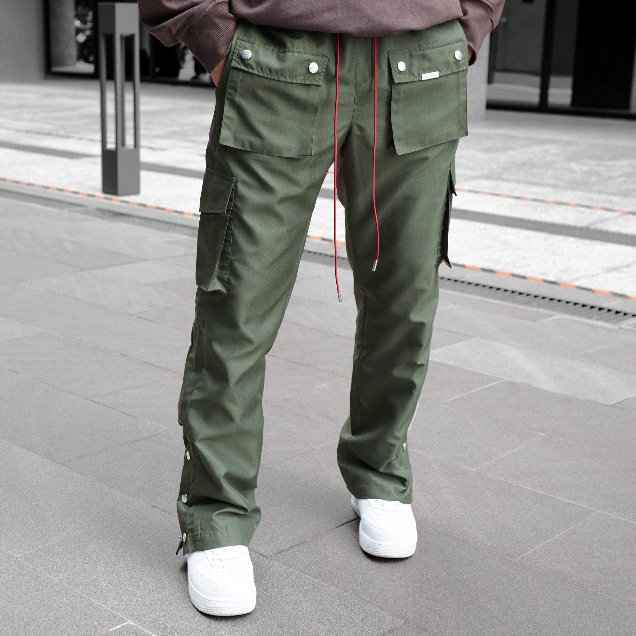 JGD6 - FNOS SNAP CARGO PANTS - OLIVE GREEN