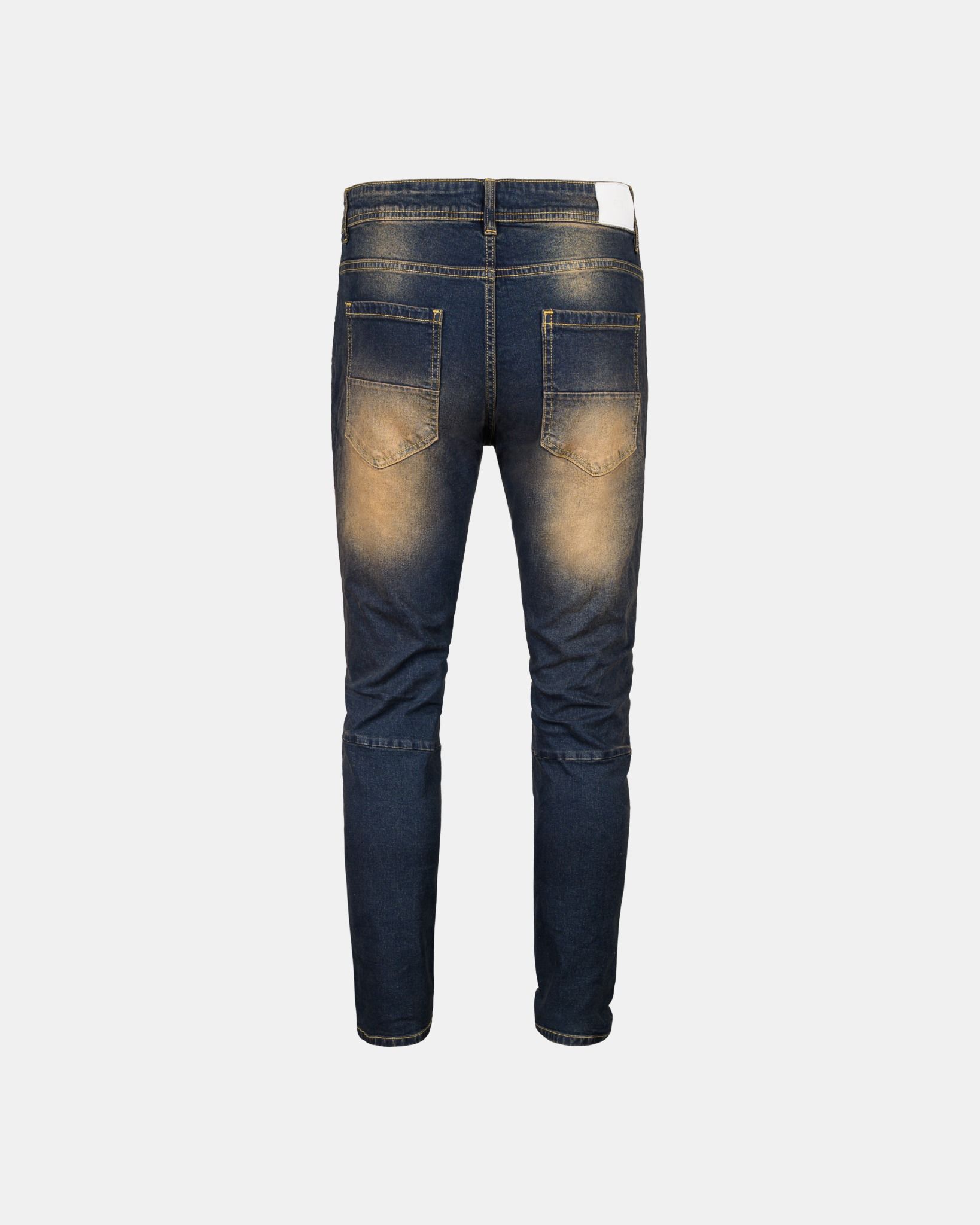 NZ55 - RIBBED PANELS BIKER DENIM - MID INDIGO