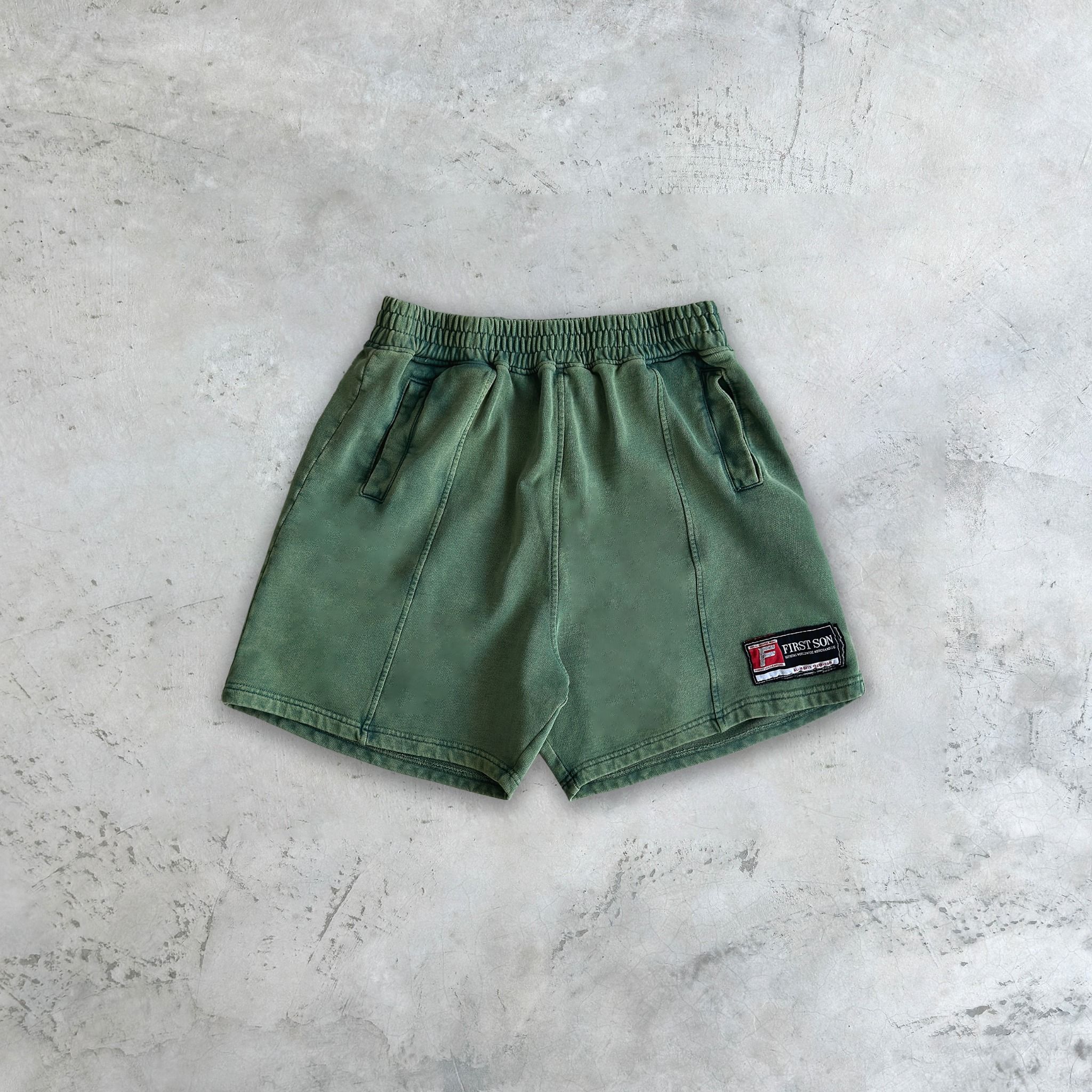 SNW2 - 'ACTIVE' WASHED SHORTS - GREEN MOSS