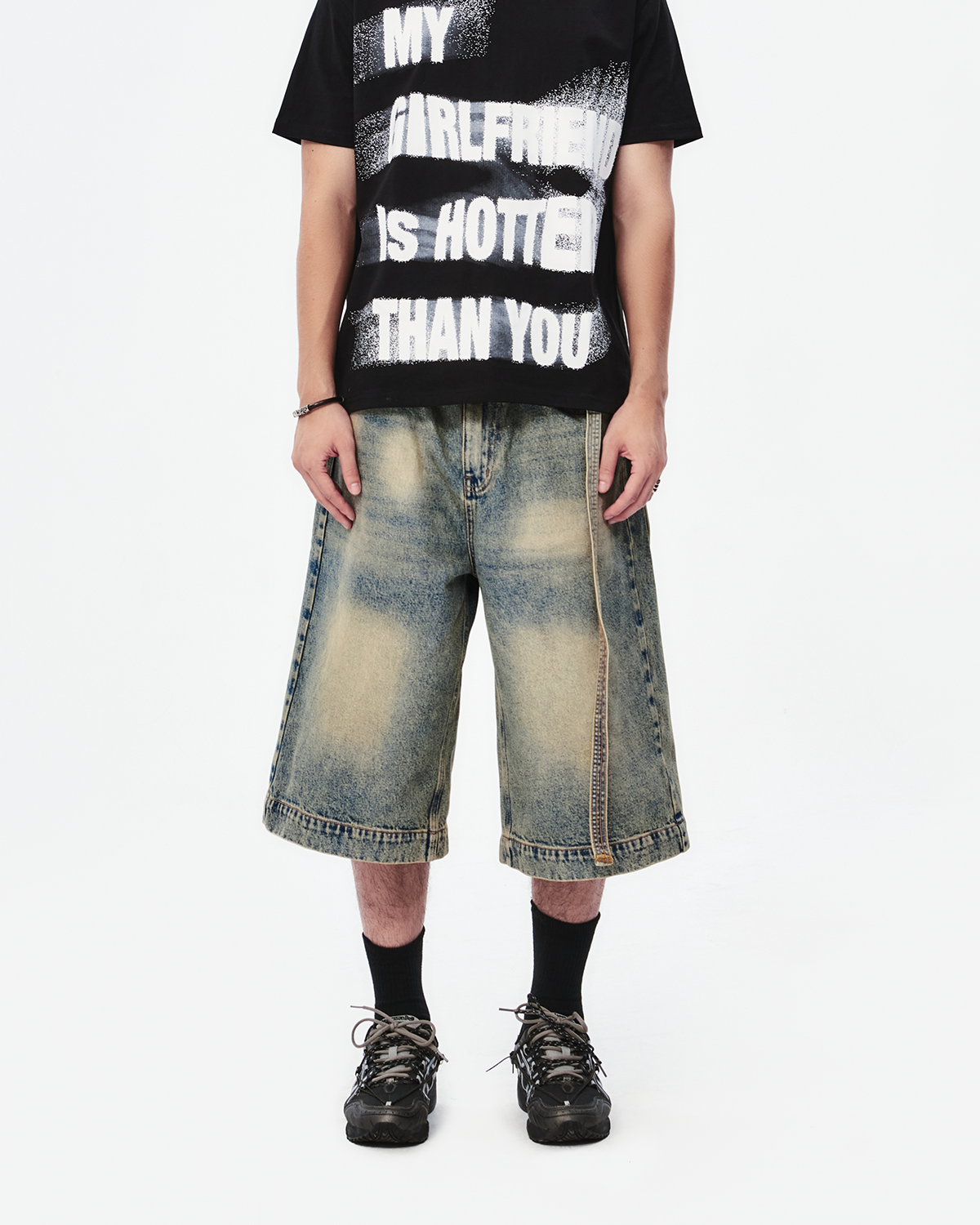 BSJ2 - 'VIDA ESTATICA' BAGGY JORTS - LIGHT WASH