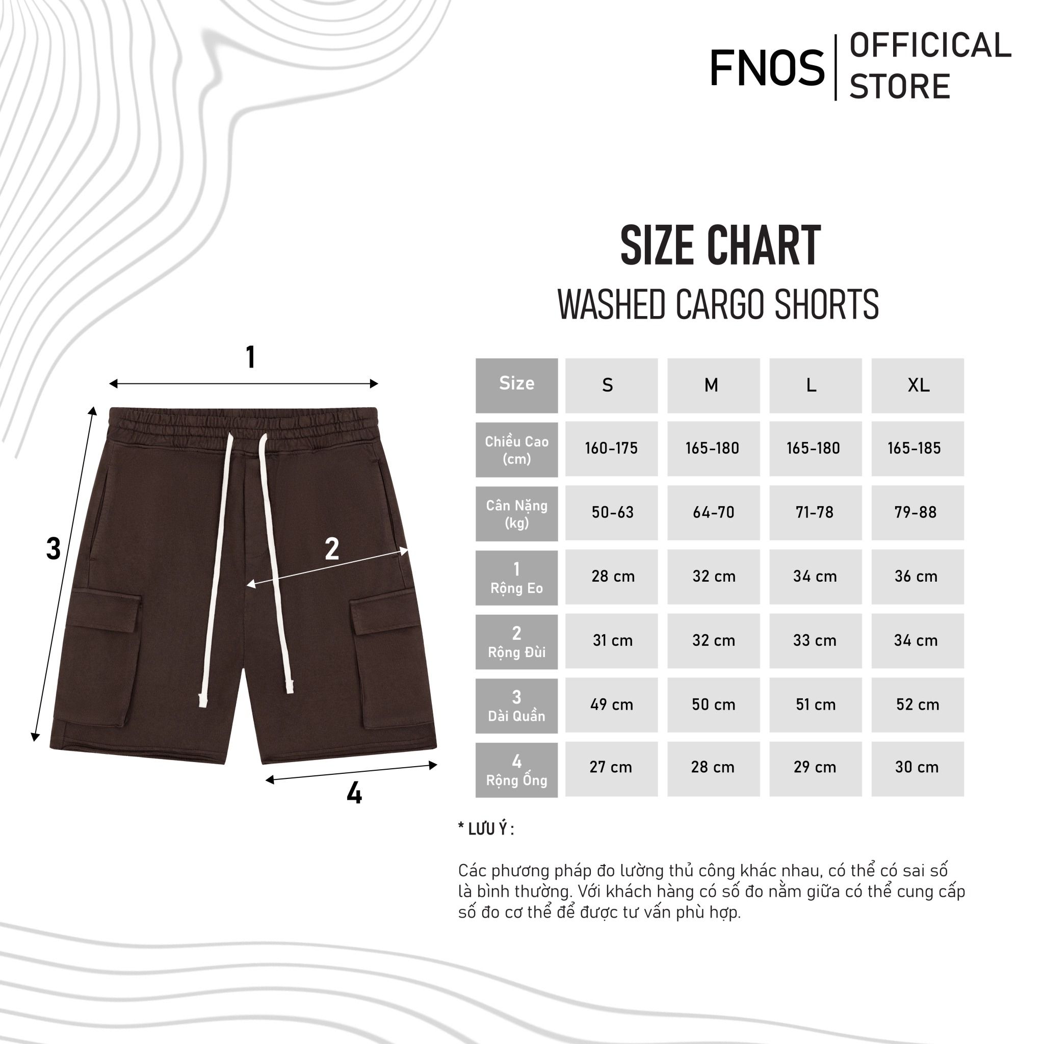 SNC3 - WASHED CARGO SHORTS - CHOCOLATE