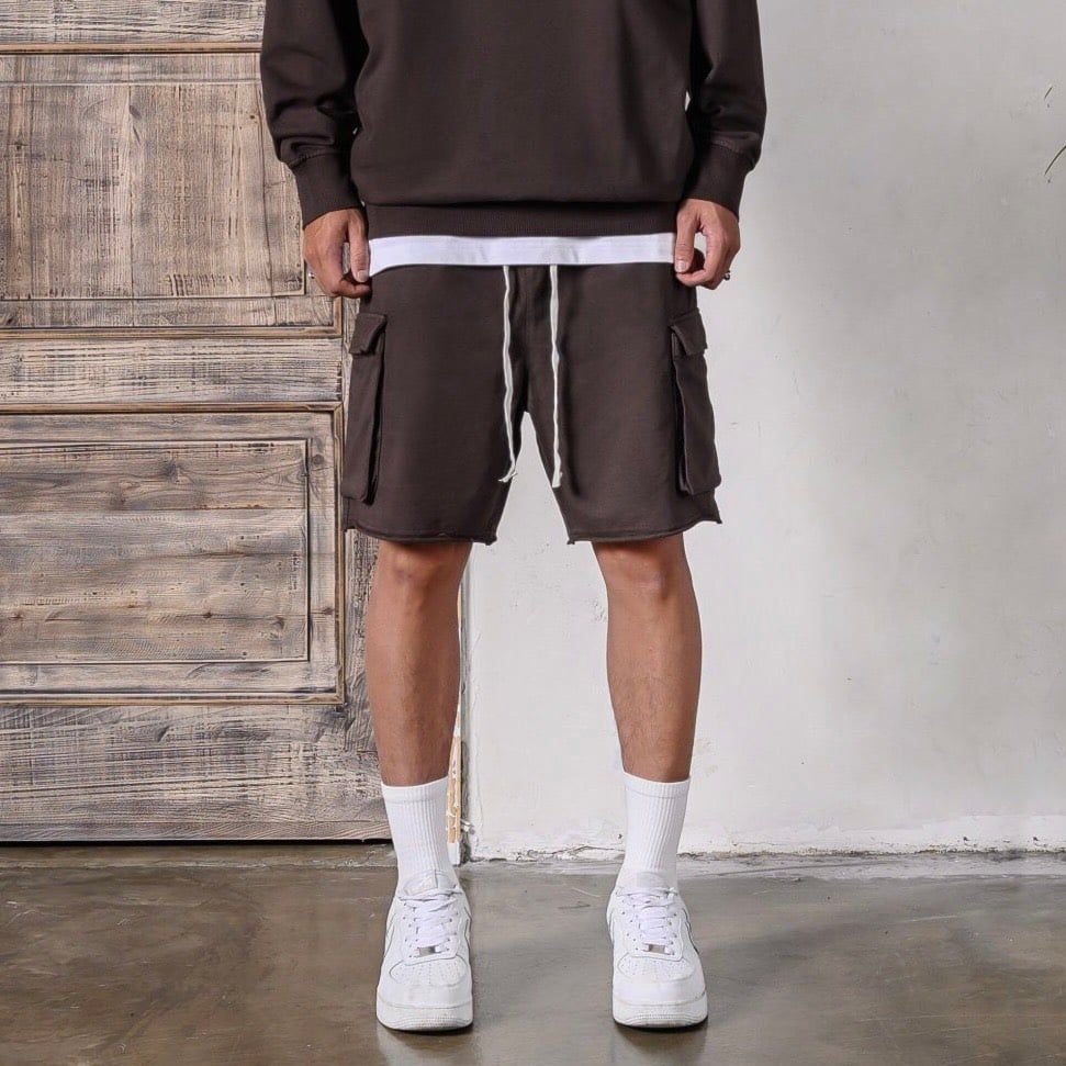 SNC3 - WASHED CARGO SHORTS - CHOCOLATE
