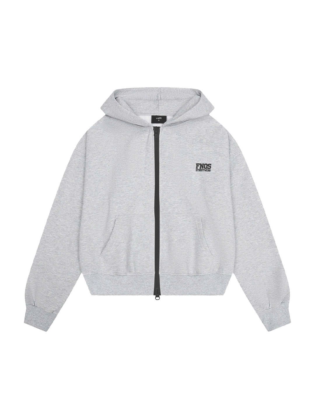 HD12- BALANCE NUMBER DOUBLE ZIP HOODIE - LIGHT GRAY VER2