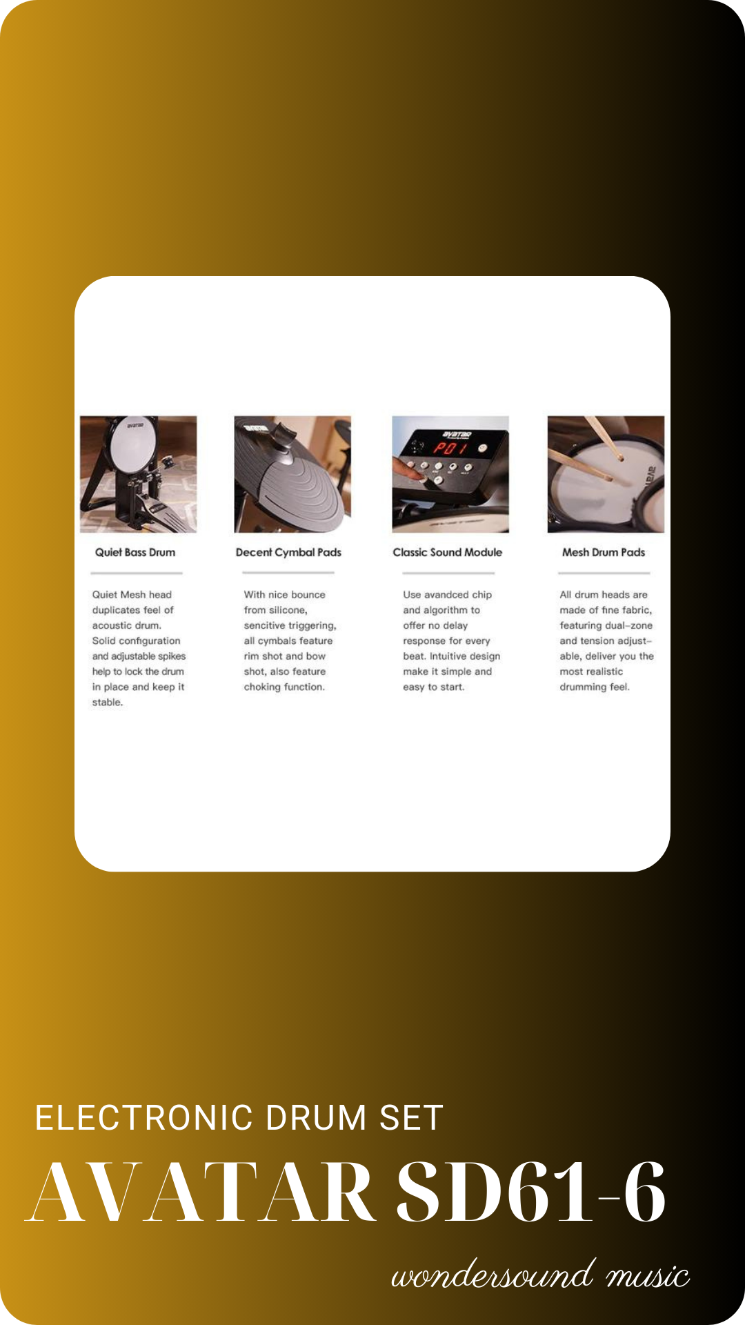 ELECTRONIC DRUM SET AVATAR SD61-6
