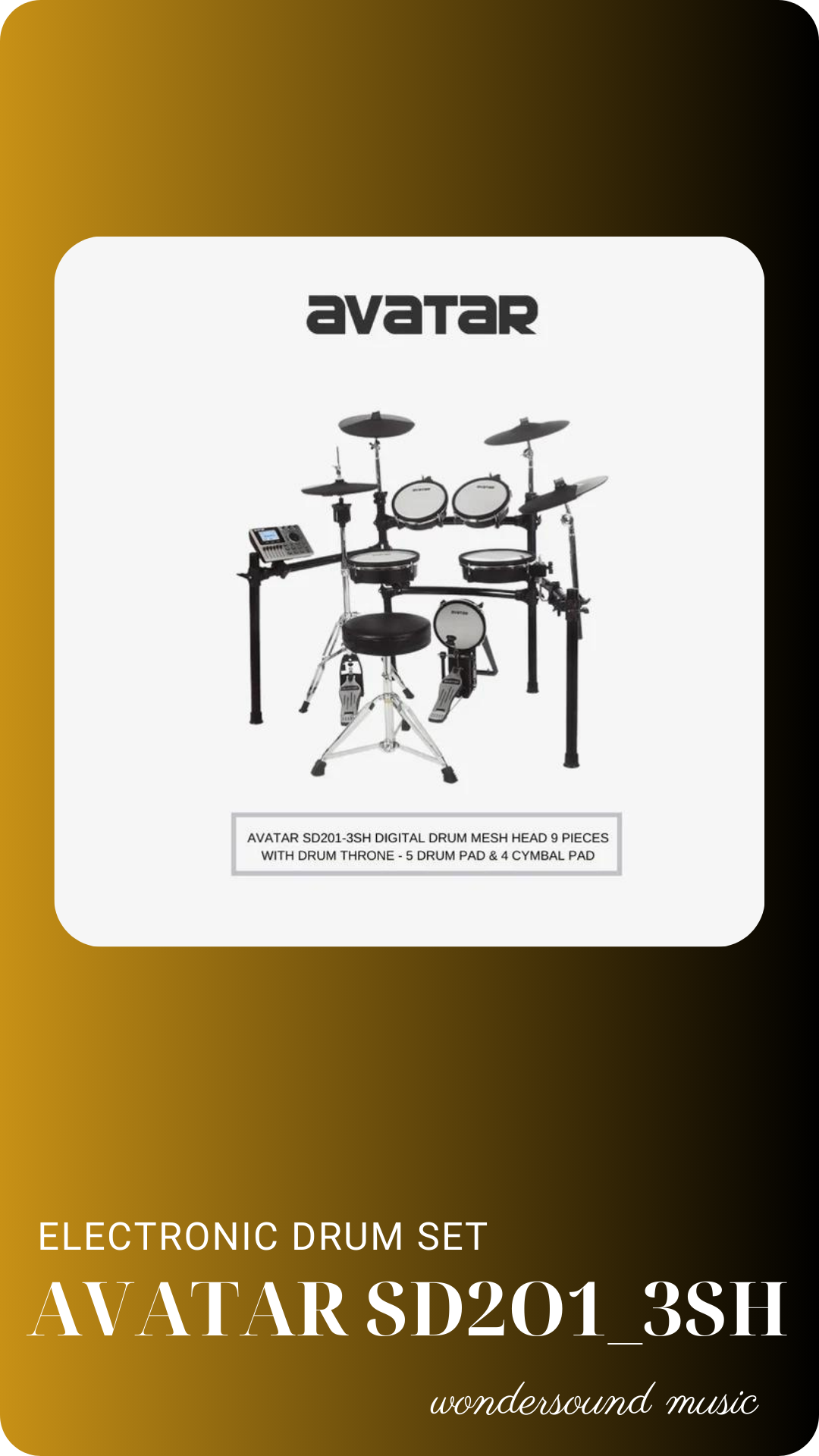 ELECTRONIC DRUM SET AVATAR SD2O1 - 3SH