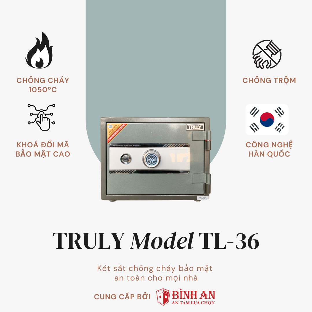 Két sắt TRULY TL-36 (55kg) An Toàn Bảo Mật Chống Cháy