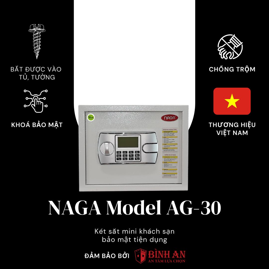 Két Sắt NAGA AG-30 (14kg) Mini An Toàn