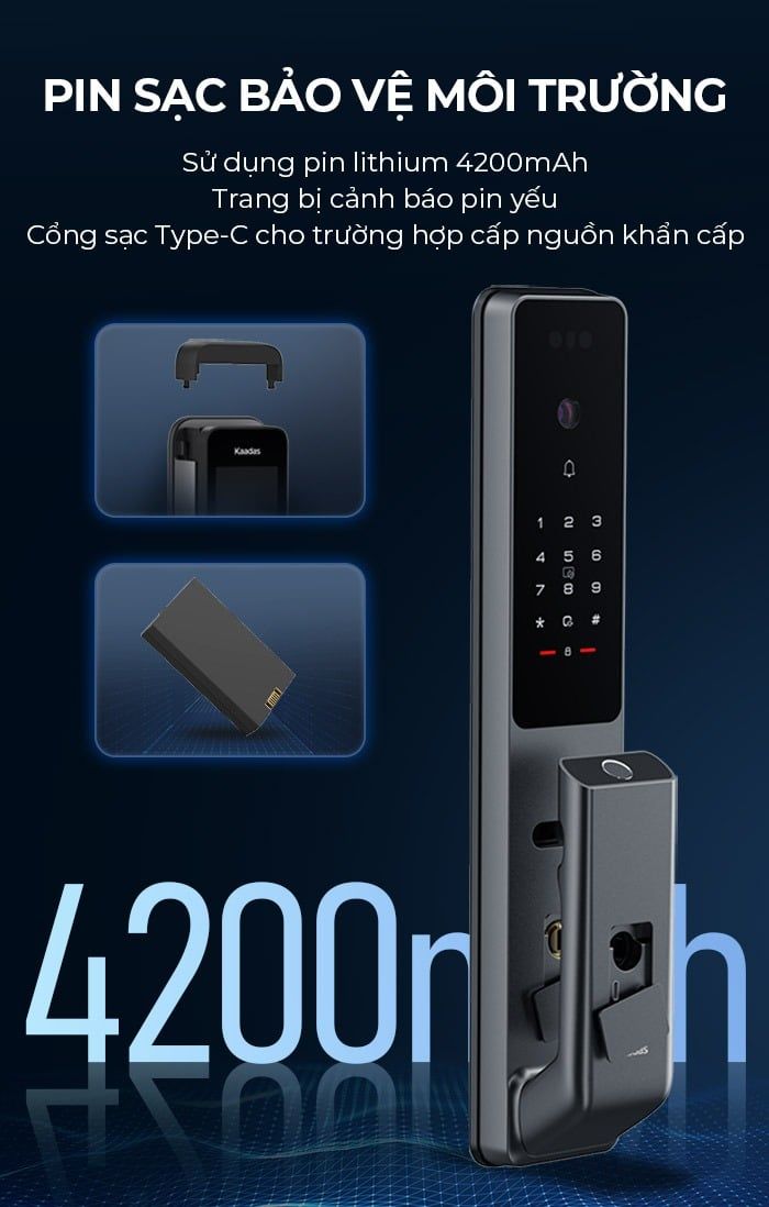 Khoá cửa Kaadas Q9 FVP điện tử thông minh vân tay 1 chạm