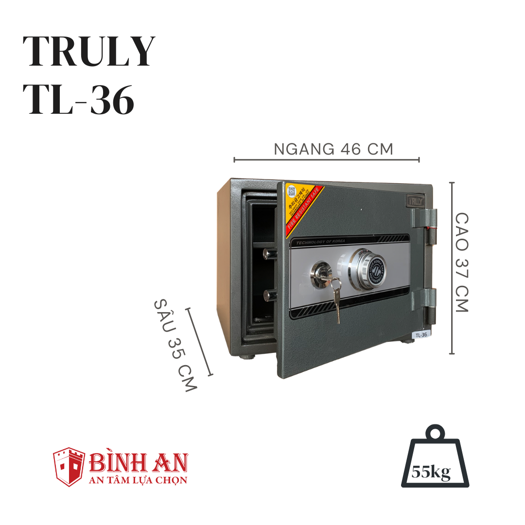 Két sắt TRULY TL-36 (55kg) An Toàn Bảo Mật Chống Cháy