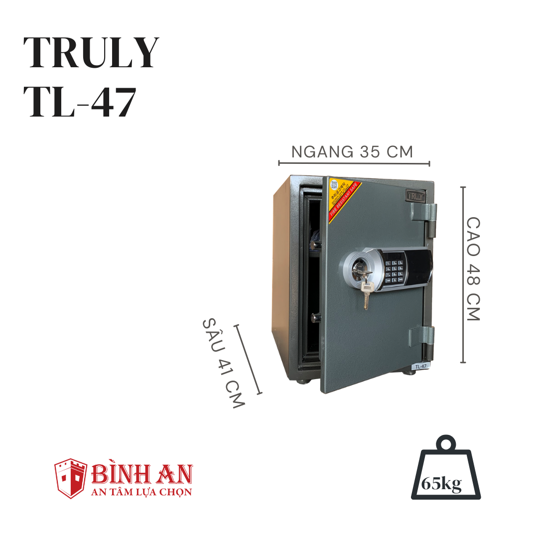 Két sắt TRULY TL-47 (65kg) An Toàn Bảo Mật Chống Cháy