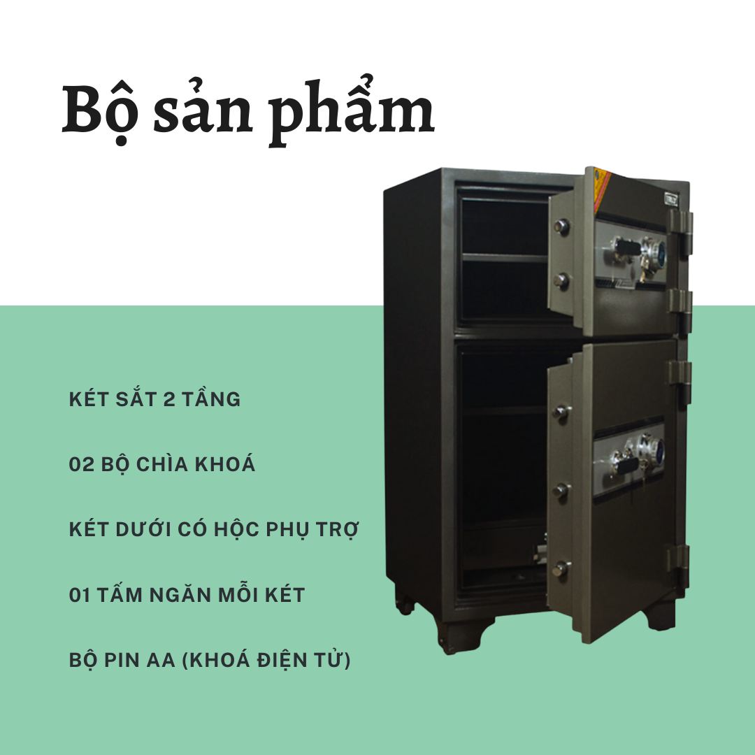Két Sắt 2 Tầng TRULY TO-1C (260kg) Khoá Cơ Chống Cháy 1050 độ C