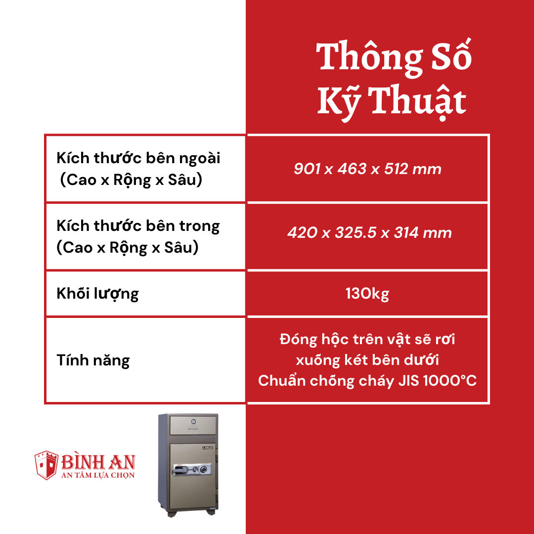 Két Sắt LEECO PD-50 (130kg) Két Tiền Thu Ngân Bán Hàng