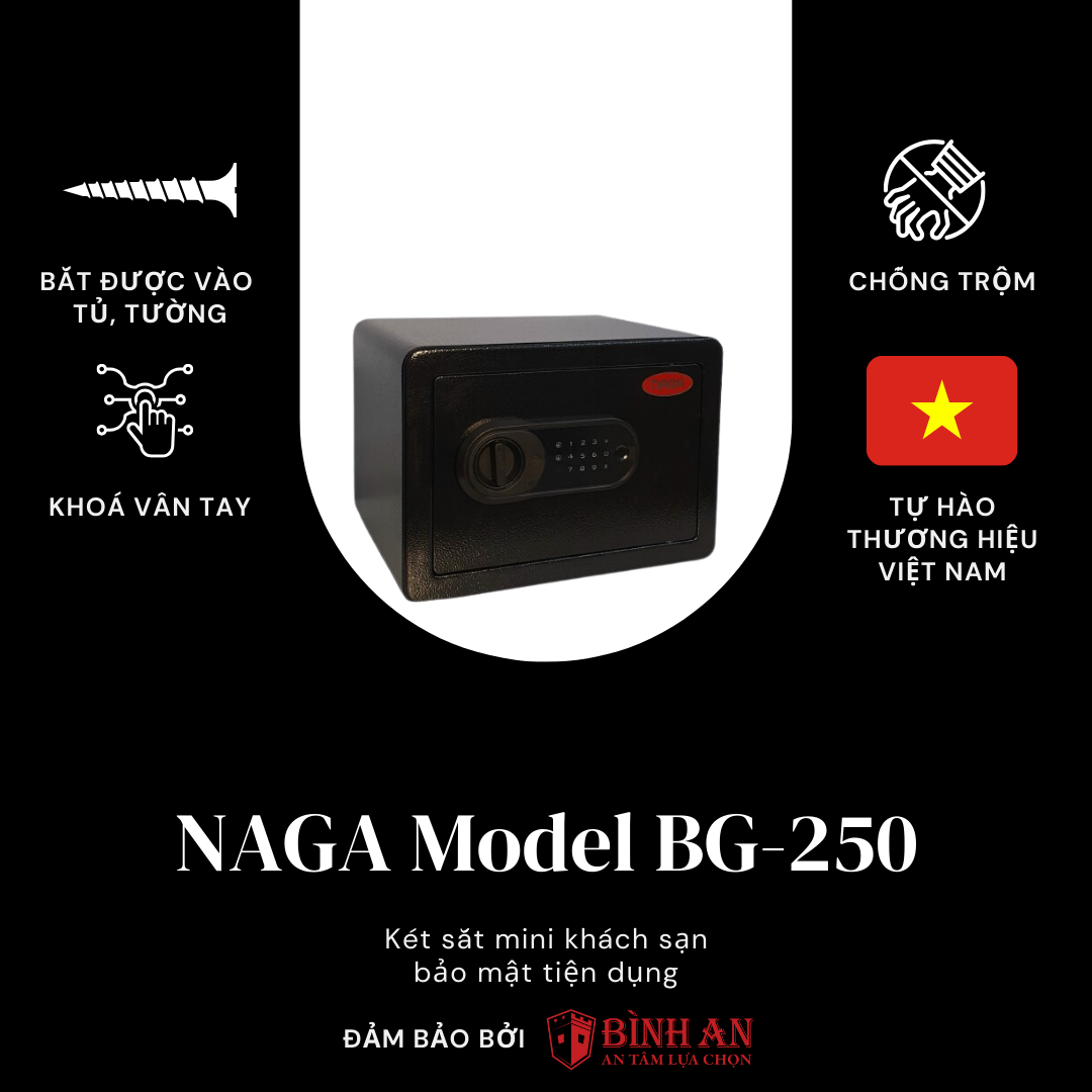 Két Sắt NAGA BG-250 Khoá Vân Tay Kích Thước Nhỏ Gọn Để Vừa Giấy A4