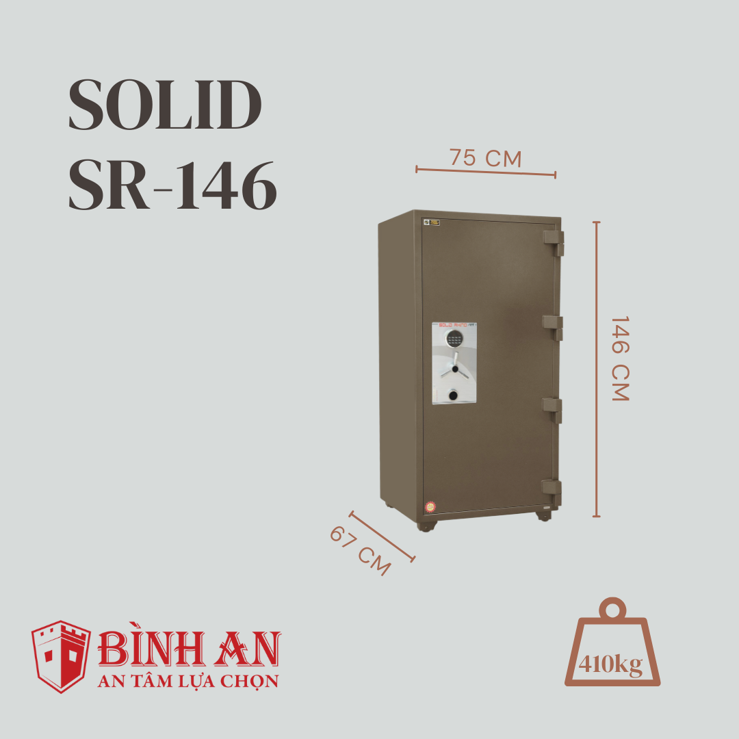 Két Sắt Solid SR-146 Siêu Cường Hàn Quốc Cao 140cm Thép Dày Chống Khoan